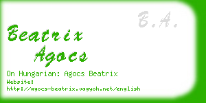 beatrix agocs business card